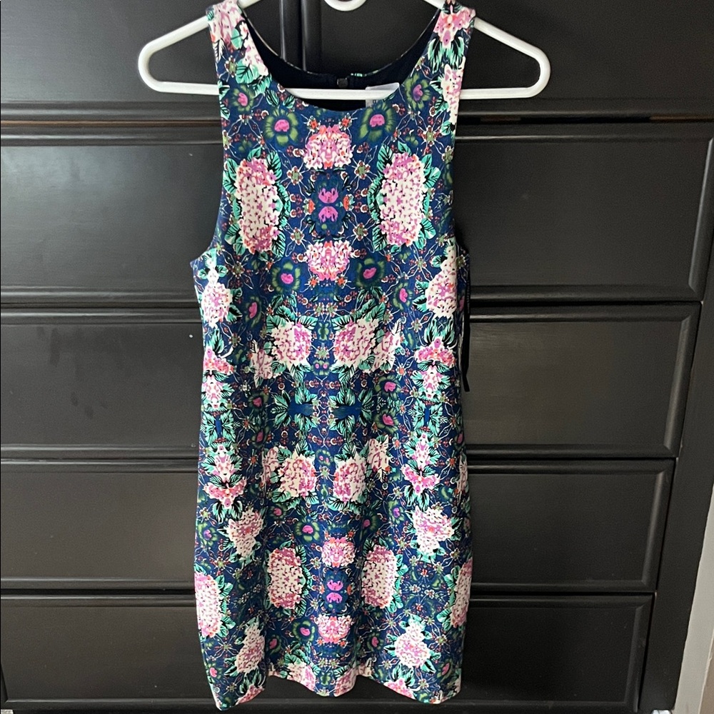 Somedays Lovin Navy Floral Sleeveless Dress - Pink & Green